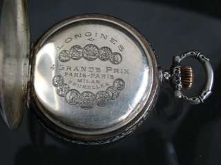 OLD 0.900 SILVER LONGINES HOLLY FRERES HUNTER SWISS POCKET WATCH FROM 