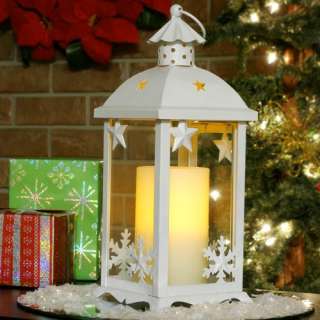  Home Reflections Indoor/Outdoor Winter Lantern w/Flameless Candle 