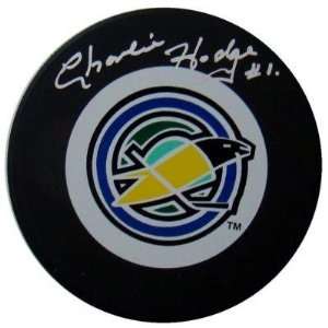 Charlie Hodge SIGNED OAKLAND SEALS Hockey Puck w/Case   Autographed 