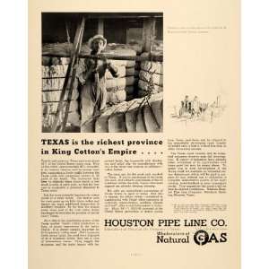  1937 Ad Natural Gas Houston Pipe Line Texas Cotton King 