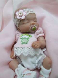 OOAK Sculpted Sleeping Baby Girl Polymer Clay Art Doll Poseable  