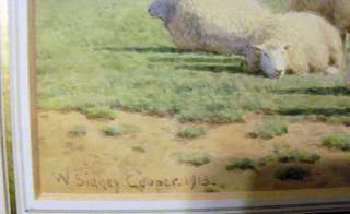 Original William Sidney Cooper 1913 Watercolor Sheep In A Meadow 