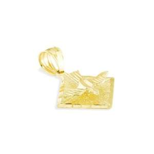    14k Yellow Gold Dove Peace Bird Lucky Charm Pendant: Jewelry