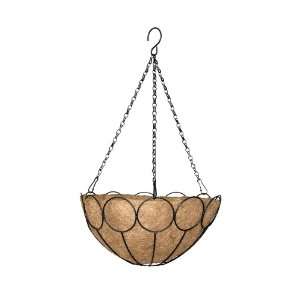  14 Inch Lollipop Hanging Basket w/ Coco Liner  Black 