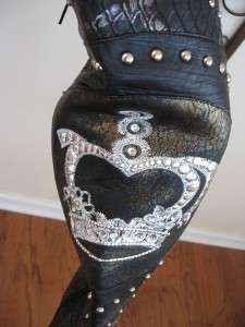 AWESOME WILD ROSE STILETTO BOOTS SZ 8.5M OVER KNEE W@W  
