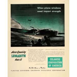  1943 Ad WWII Lumarith Plastic Windows Airplane Landing 