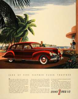 1940 Ad Lincoln Zephyr V 12 Red Vintage Automobile car   ORIGINAL 