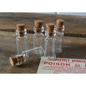    extra Small Tall  Miniature Glass Bottle with Cork Top No5  24x10mm