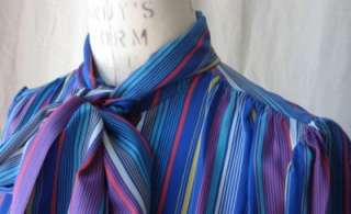 70s YSL silk striped blouse with bow rive gauche  