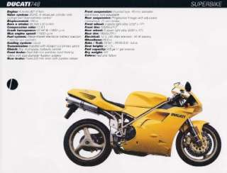 1998 Ducati 748 USA market double sided sales brochure  