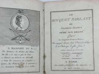 BOUQUET PARLANT CHEVALIER GRAVURES FLEURS COULEURS 1780  