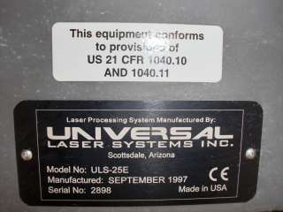 Universal Laser Systems Model 25E Laser Engraver, Engraving Machine 