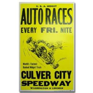  1952 Culver City Speedway Poster Print