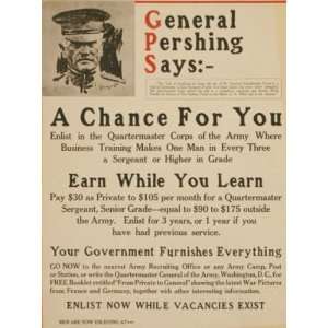  World War I Poster   General Pershing says    A chance 