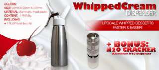 New Whip Cream Dispenser Aluminum Whippet Cracker N2O Combo Use 8g ISI 