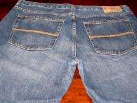 mens size 38x32 medium to dark wash THRE 3 jeans loose fit boot cut 