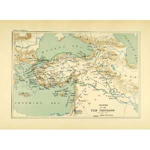  1890 Lithograph Caspian Sea March Ten Thousand Thrace 