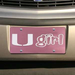   Miami Hurricanes Pink Mirrored Miami Girl License Plate: Automotive