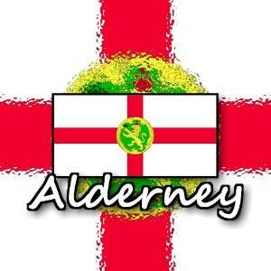    Pack of 12 6cm Square Stickers Flag Design Alderney