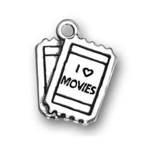  I Love Movies Pair of Theater Tickets Sterling Silver 