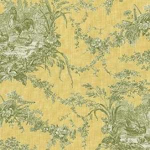  Fabric La Petite Ferme with Roosters, Color Banana Waverly Toile 