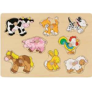  Farm Animals Lift Out Wood Puzzle: Toys & Games