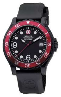 WENGER Swiss Army Mens Analog Round Watch Plastic Black Rubber Band 