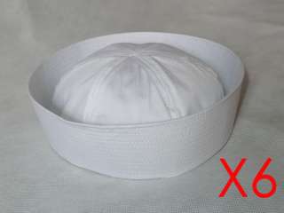 White Cotton Sailor Hat (Gob Hat, Dixie Cup or Dog Food Bowl)