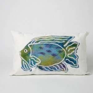    Batik Fish Rectangle Indoor/Outdoor Pillow in Aqua