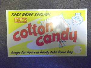 MINT Vintage Circus Cotton Candy Cardboard Display Sign  
