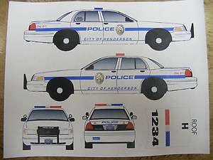 Henderson NV Police Decal Set 1/24 Motormax Crown Vic 2012 Graphics 