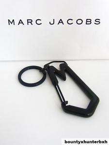MARC JACOBS Black Alloy Carabiner Clip Key Ring Chain  