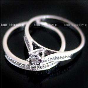   Natural Diamonds Solid 9ct White Gold Engagement Wedding Rings Set