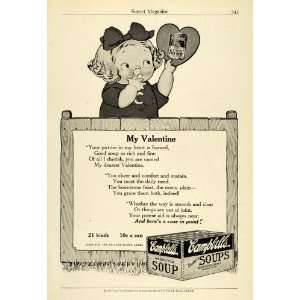 1915 Ad Campbells Soup Souper Kid Valentines Day Poem Crate Red 