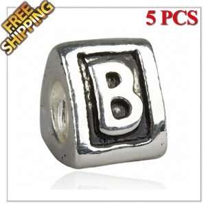  1 Buy  5PCS Silver Plated Alphabet Letter Alloy Charm 