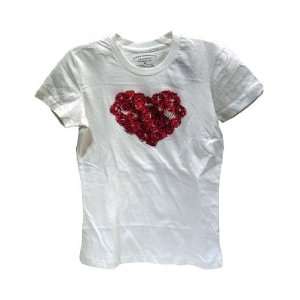 Steve & Barrys Vintage T Shirt White Rose Heart Size Medium