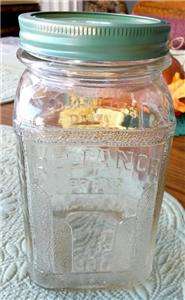 1940s Embossed Wide Mouth, Reliance, Square Coffee Jar  