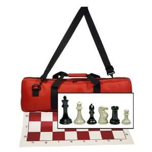   Chess Set with Deluxe Red Canvas Bag, Super Weighted Staunton Chess