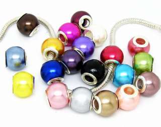 Wholesale 100pcs mix Acryl pearl bead Fit charm European Bracelet free 