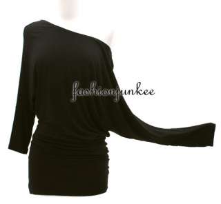 BLACK Jersey Off the Shoulder Top Long Sleeve Shirt XL  