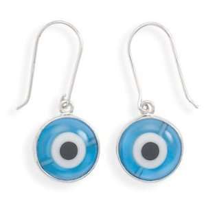  Rhodium Plated Evil Eye French Wire Earrings Jewelry