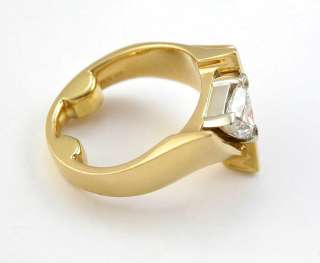 18K Yellow Gold Modern Ring Certified .81ct Trillion .38ct Princess 