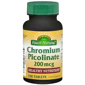 Finest Natural Chromium Picolinate 200 mcg Dietary Supplement Tablets 