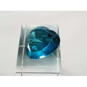  40mm Aqua Blue Crystal Heart Diamond Jewel Paperweight 