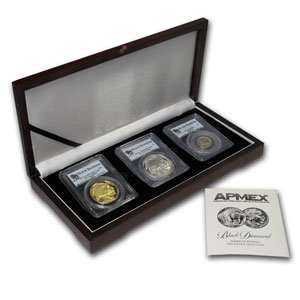  3 Coin PCGS Black Diamond Buffalo Set (1938 D, 2001, 2006 