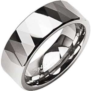  Size 10 Spikes Tungsten Carbide Flat Prism Ring: Jewelry