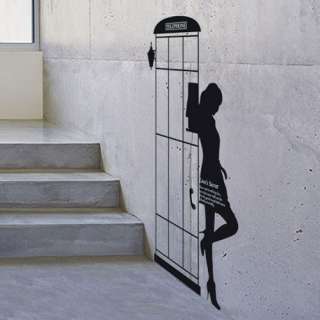 telephone box girl wall removable decal sticker