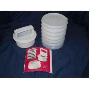 Vintage Tupperware White Hamburger Press and Freezer Containers