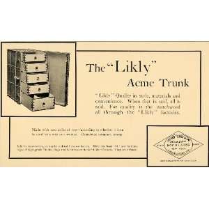  1905 Ad Acme Trunk Henry Likly Company Antique Suitcase 