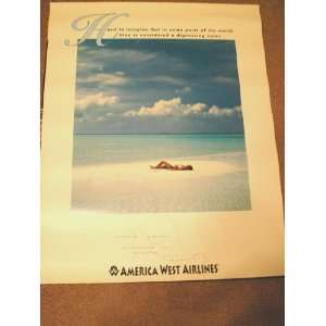  Vintage America West Airlines travel poster print   mexico 